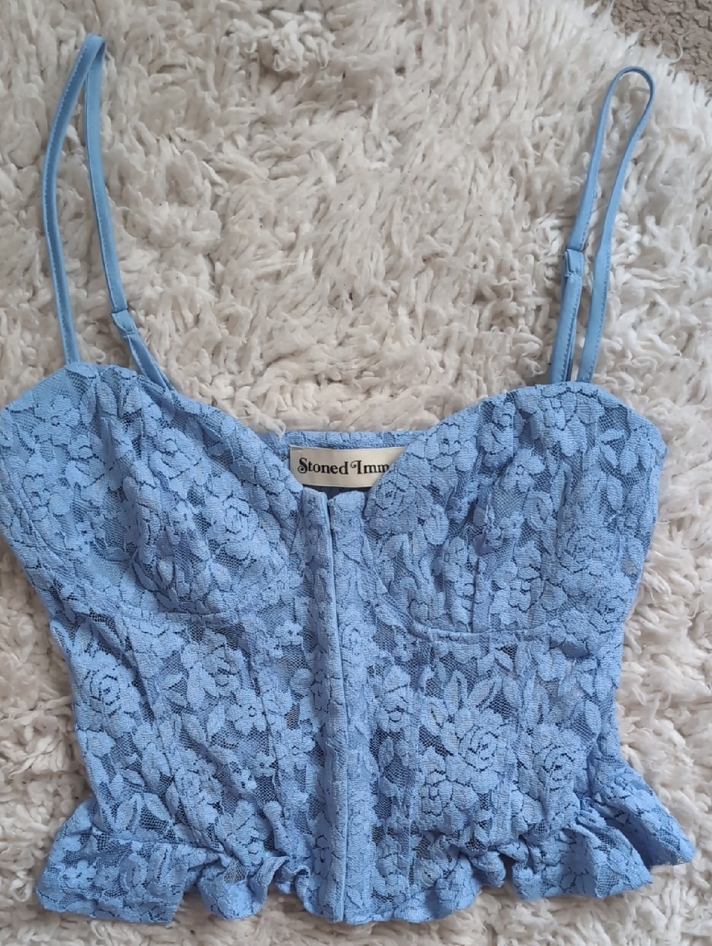 Stoned Immaculate Baby Blue Floral Lace Bustier